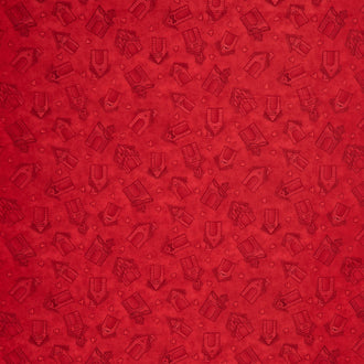 Home is Where the Dogs Is - Tonal Dog Houses Red Yardage
