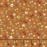 Home is Where the Dogs Is - Paw Prints Brown Yardage