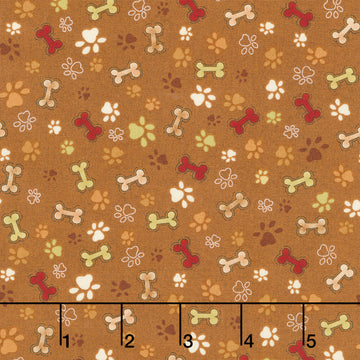 Home is Where the Dogs Is - Paw Prints Brown Yardage
