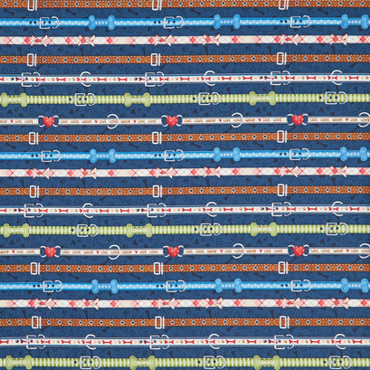 Home is Where the Dogs Is - Collar Stripes Navy Yardage