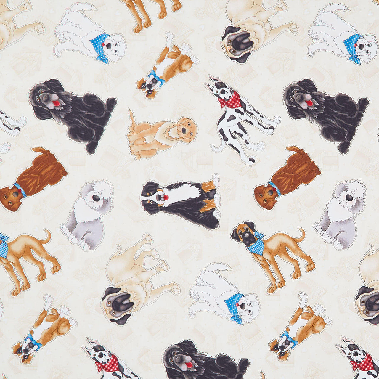 Home is Where the Dogs Is - Large Dogs Cream Yardage