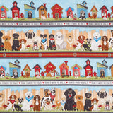 Home is Where the Dogs Is - Border Stripe Blue Yardage