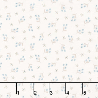 Simply Charming - Flower Bouquets Cream Blue Yardage