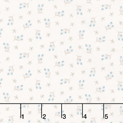 Simply Charming - Flower Bouquets Cream Blue Yardage