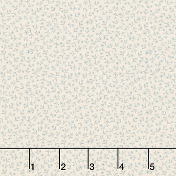 Simply Charming - Tiny Flowers Taupe Blue Yardage