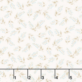 Simply Charming - Trailing Berry Vines Cream Blue Yardage
