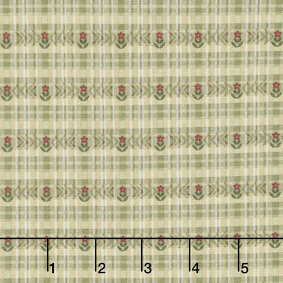 Simply Charming - Flower Plaid Green Yardage