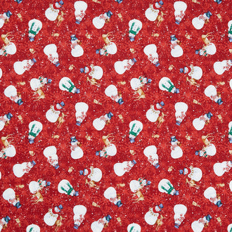 Joyful Snowmen - Tossed Snowmen Red Yardage