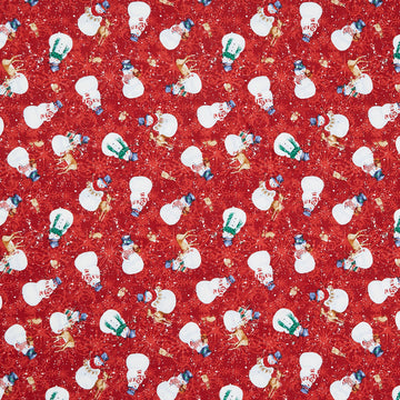 Joyful Snowmen - Tossed Snowmen Red Yardage