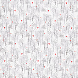Joyful Snowmen - Trees and Cardinals White Gray Yardage