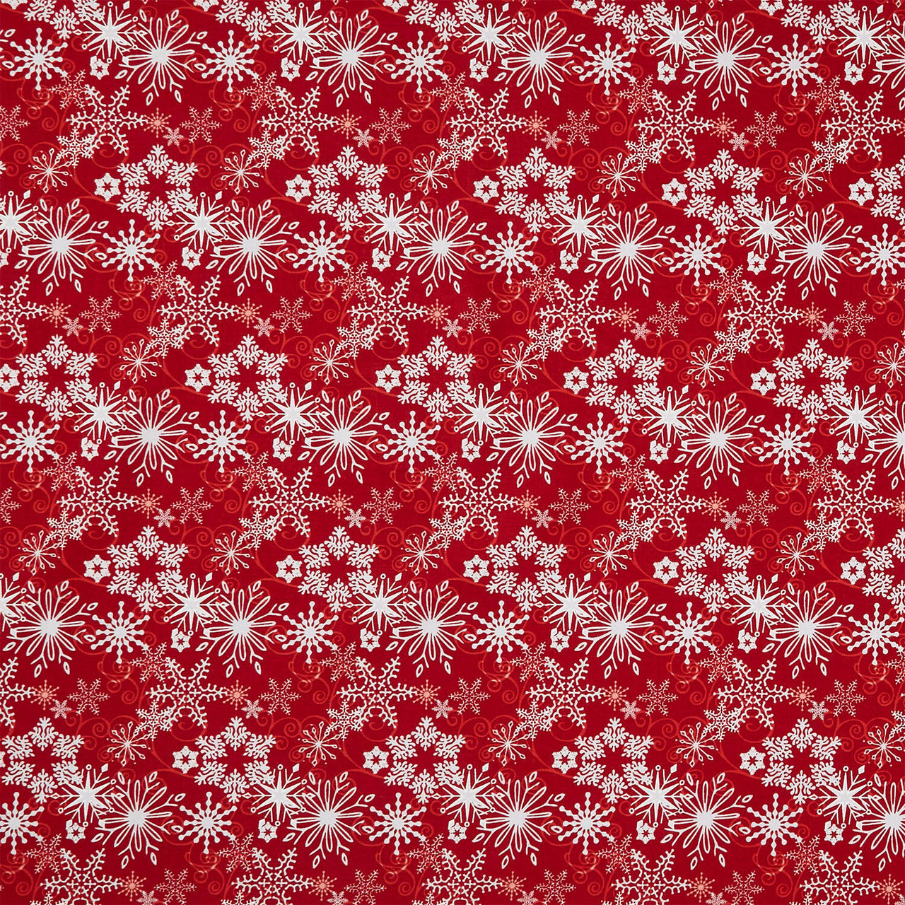 Joyful Snowmen - Snowflakes Red Yardage