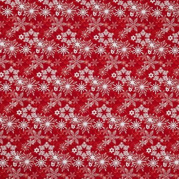 Joyful Snowmen - Snowflakes Red Yardage