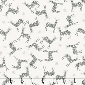 Jungle Romp - Tossed Zebra Beige Yardage