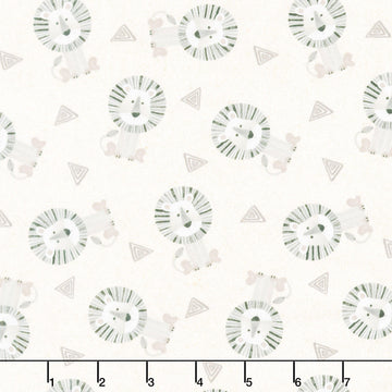 Jungle Romp - Tossed Lions Cream Yardage