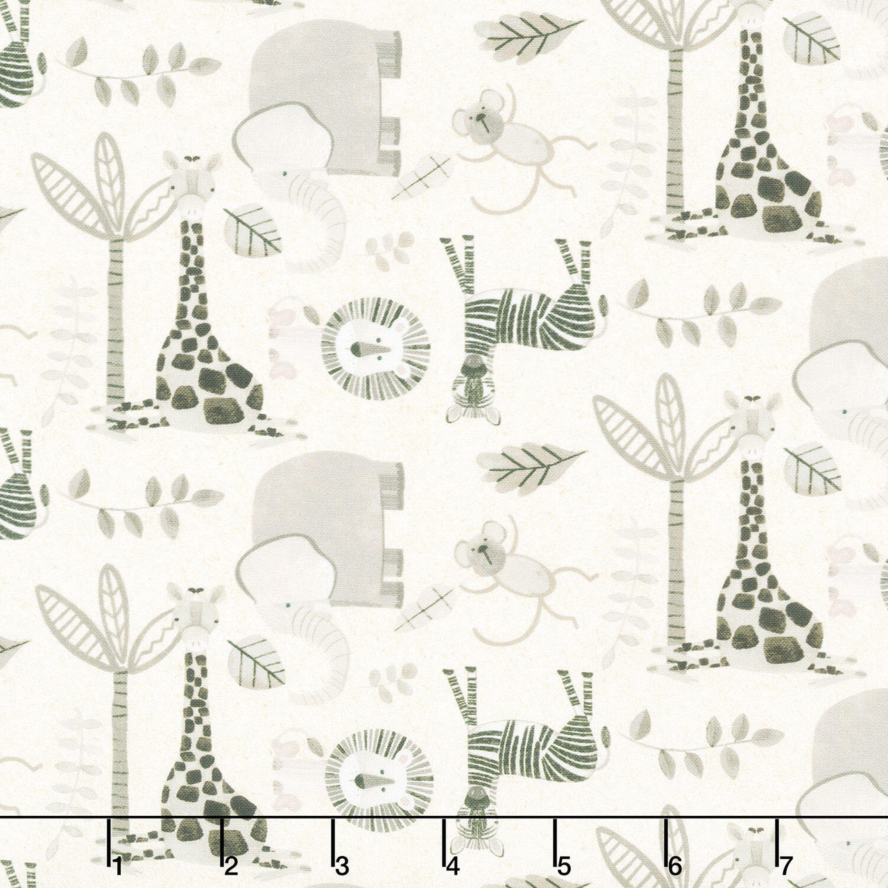 Jungle Romp - Small Allover Animals Cream Yardage