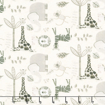 Jungle Romp - Small Allover Animals Cream Yardage