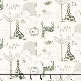 Jungle Romp - Small Allover Animals Cream Yardage