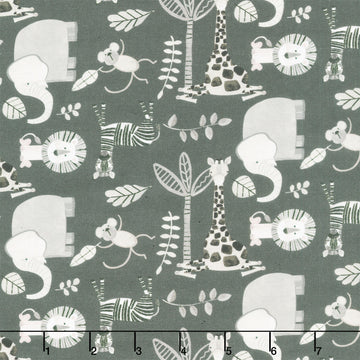 Jungle Romp - Small Animals Black Yardage