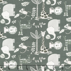 Jungle Romp - Small Animals Black Yardage