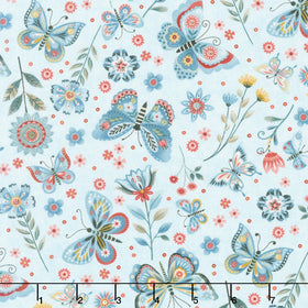 Norwegian Forest - Butterfly Pale Blue Yardage