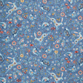 Norwegian Forest - Woodland Character Toss Medium Blue Yardage