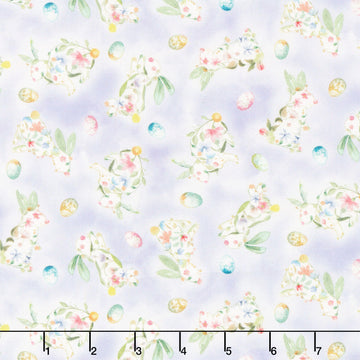 Basket Full of Blessings - Tossed Bunnies Lilac Yardage