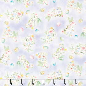 Basket Full of Blessings - Tossed Bunnies Lilac Yardage