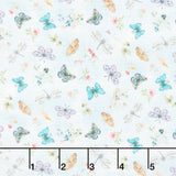 Basket Full of Blessings - Butterflies and Floral Sky Blue Yardage