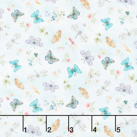 Basket Full of Blessings - Butterflies and Floral Sky Blue Yardage
