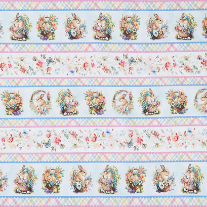 Basket Full of Blessings - Border Stripe Sky Blue Yardage
