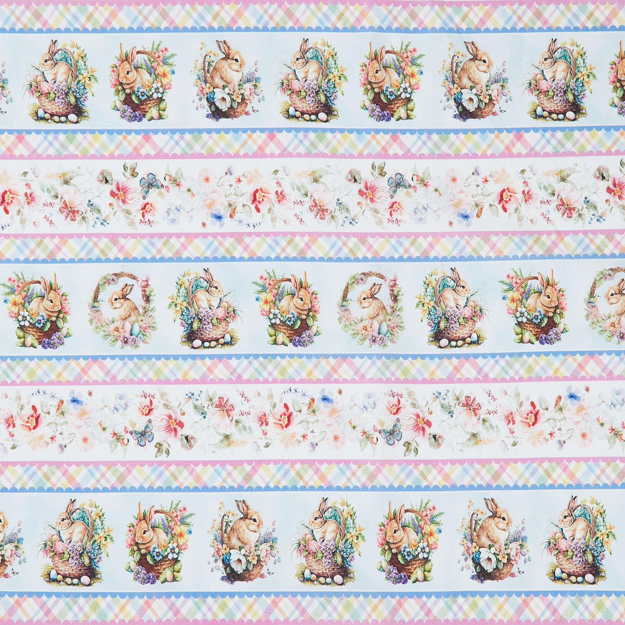 Basket Full of Blessings - Border Stripe Sky Blue Yardage