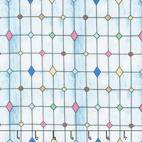 Faith in Full Color - Geometric Stained Glass Light Blue/Multi Yardage
