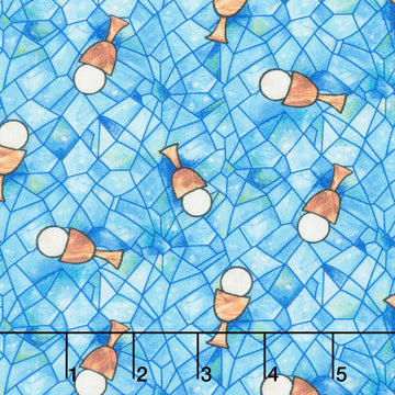 Faith in Full Color - Tossed Chalice Turquoise Multi Yardage