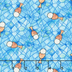 Faith in Full Color - Tossed Chalice Turquoise Multi Yardage