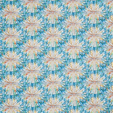 Faith in Full Color - Stained Glass Cross Turquoise/Multi Yardage