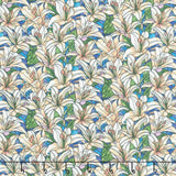 Faith in Full Color - Packed Lillies Turquoise White Yardage