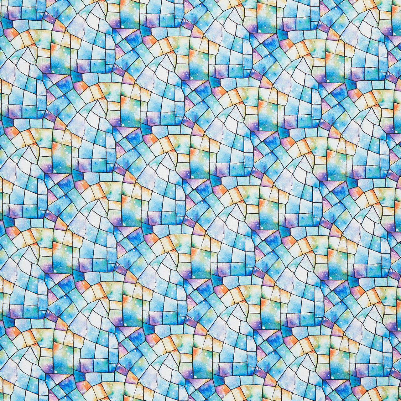 Faith in Full Color - Stained Glass Turquoise Multi Yardage