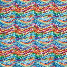 Faith in Full Color - Wavy Stained Glass Turquoise/Multi Yardage