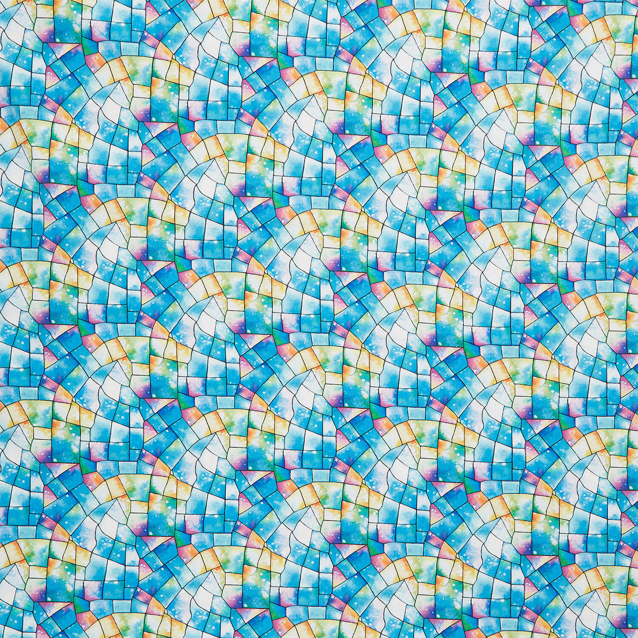 Kaleidoscope 108" - Stained Glass Blue Multi Digitally Printed 108" Wide Backing