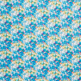 Kaleidoscope 108" - Stained Glass Blue Multi Digitally Printed 108" Wide Backing