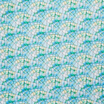 Kaleidoscope 108" - Stained Glass Turquoise Green Digitally Printed 108" Wide Backing