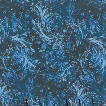 Beyond the Pines - Swirling Branch Texture Midnight Blue Yardage