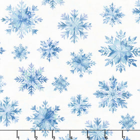 Beyond the Pines - Snowflakes Snow White Yardage