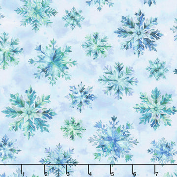 Beyond the Pines - Snowflakes Medium Blue Yardage
