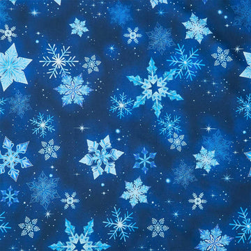 Crystal Cascade - Large Snowflakes Blue 108" Wide Backing