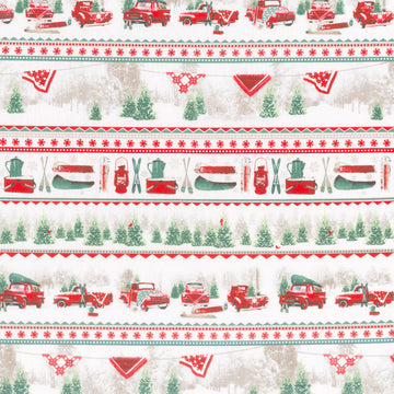 Tailgate Traditions - Novelty Red Truck Stripe Multi Yardage