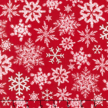 Tailgate Traditions - Dimensional Snowflake Red Yardage
