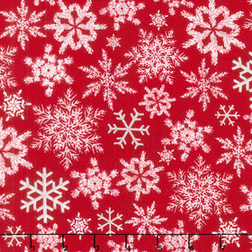 Tailgate Traditions - Dimensional Snowflake Red Yardage