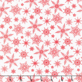 Tailgate Traditions - Red Snowflakes on White Yardage