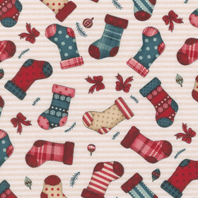Gifts of Gratitude - Tossed Stockings Cream Yardage